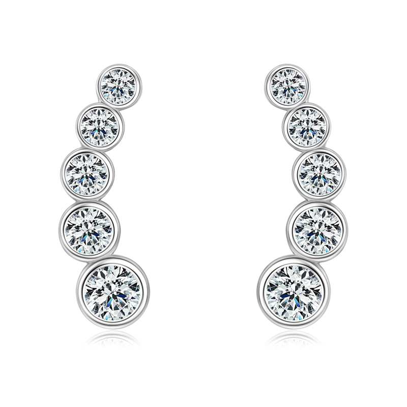Zelie Five Stone Bezel Studs, five stone bezel set moissanite stud earrings by Prism & Pearl, view 1