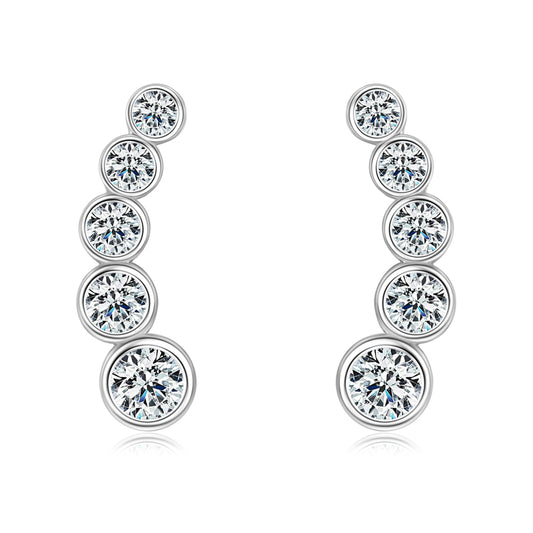 Zélie 5 Stone Bezel Set Moissanite Stud Earrings
