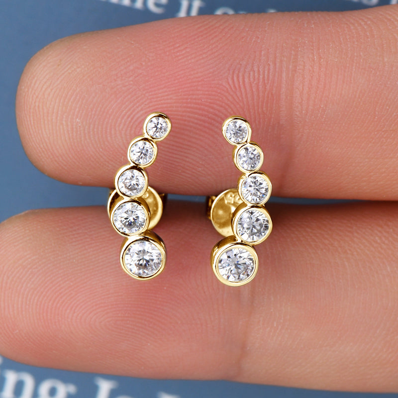 Zélie 5 Stone Bezel Set Moissanite Stud Earrings