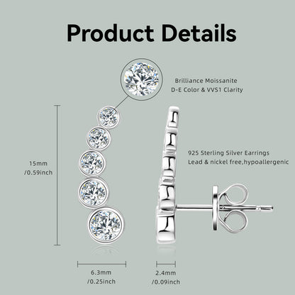 Zélie 5 Stone Bezel Set Moissanite Stud Earrings