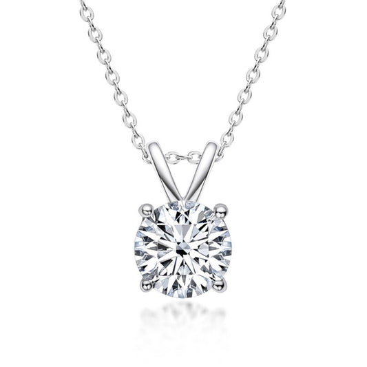 One carat moissanite solitaire pendant in six prong setting