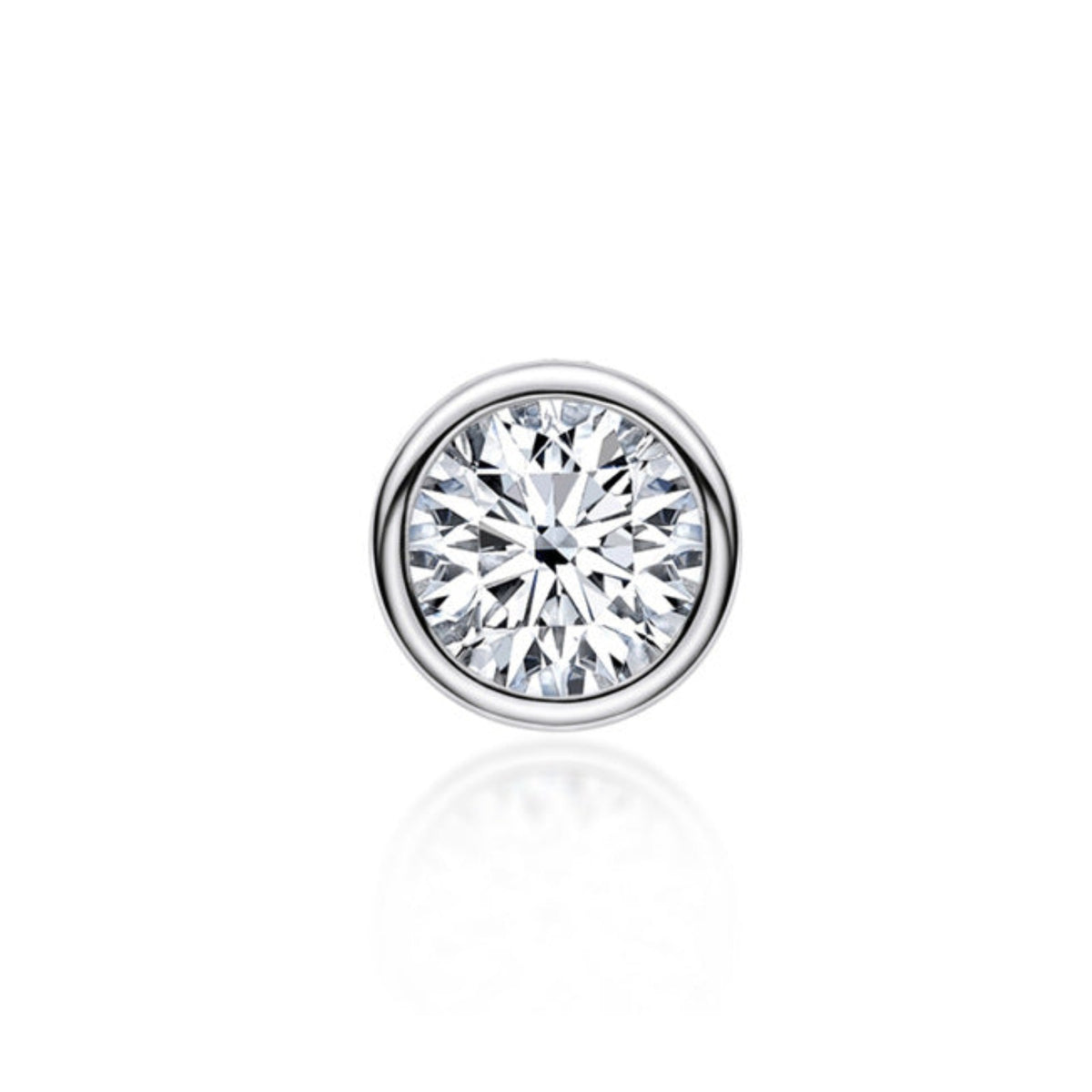 Single Delphine bezel set moissanite stud earring, sold individually