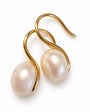 Eloise Pearl Drop Earrings showing the sculpted gold hooks