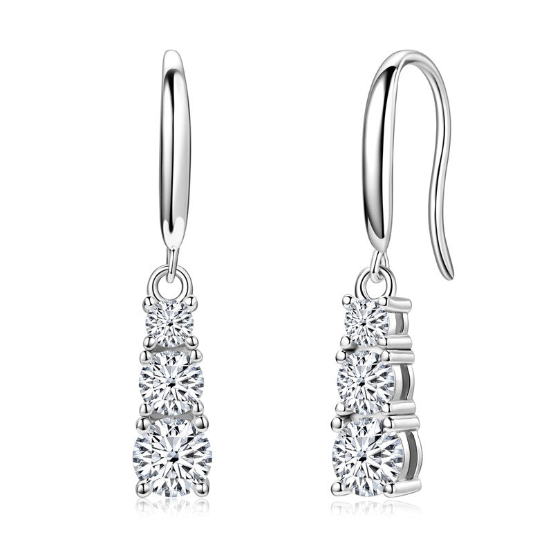 Esther Three Stone Drop Earrings