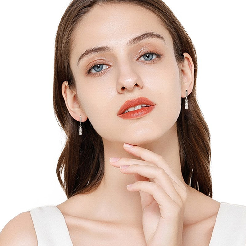Esther Three Stone Drop Earrings, view 5