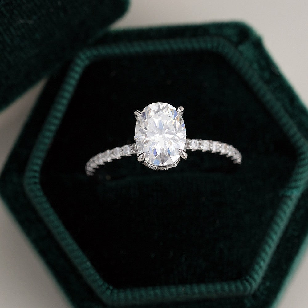 Greta Oval Hidden Halo Ring, view 2