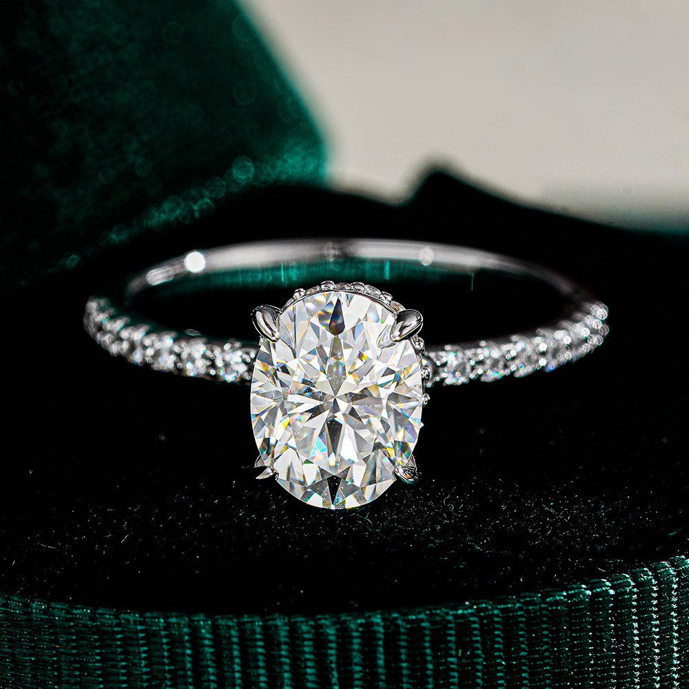 Greta Oval Hidden Halo Ring, view 3