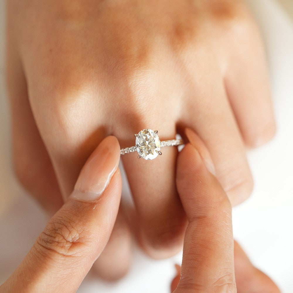 Greta Oval Hidden Halo Ring, view 5
