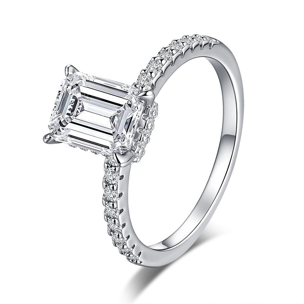 Illana Emerald Cut Hidden Halo Ring