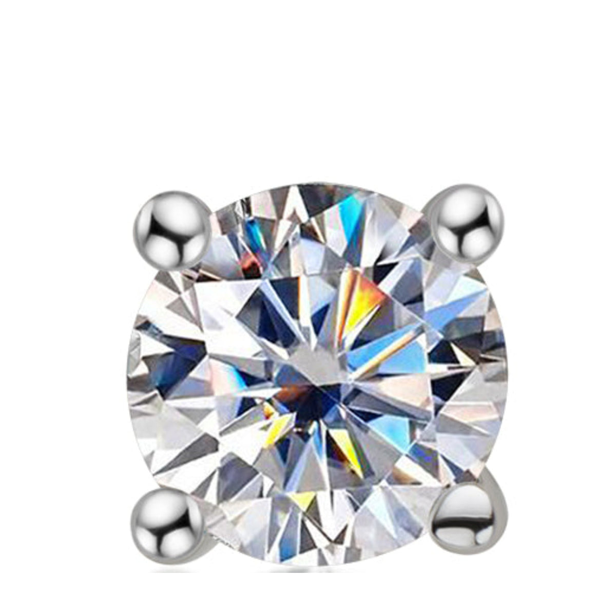 Single Julienne four prong moissanite stud earring, sold individually