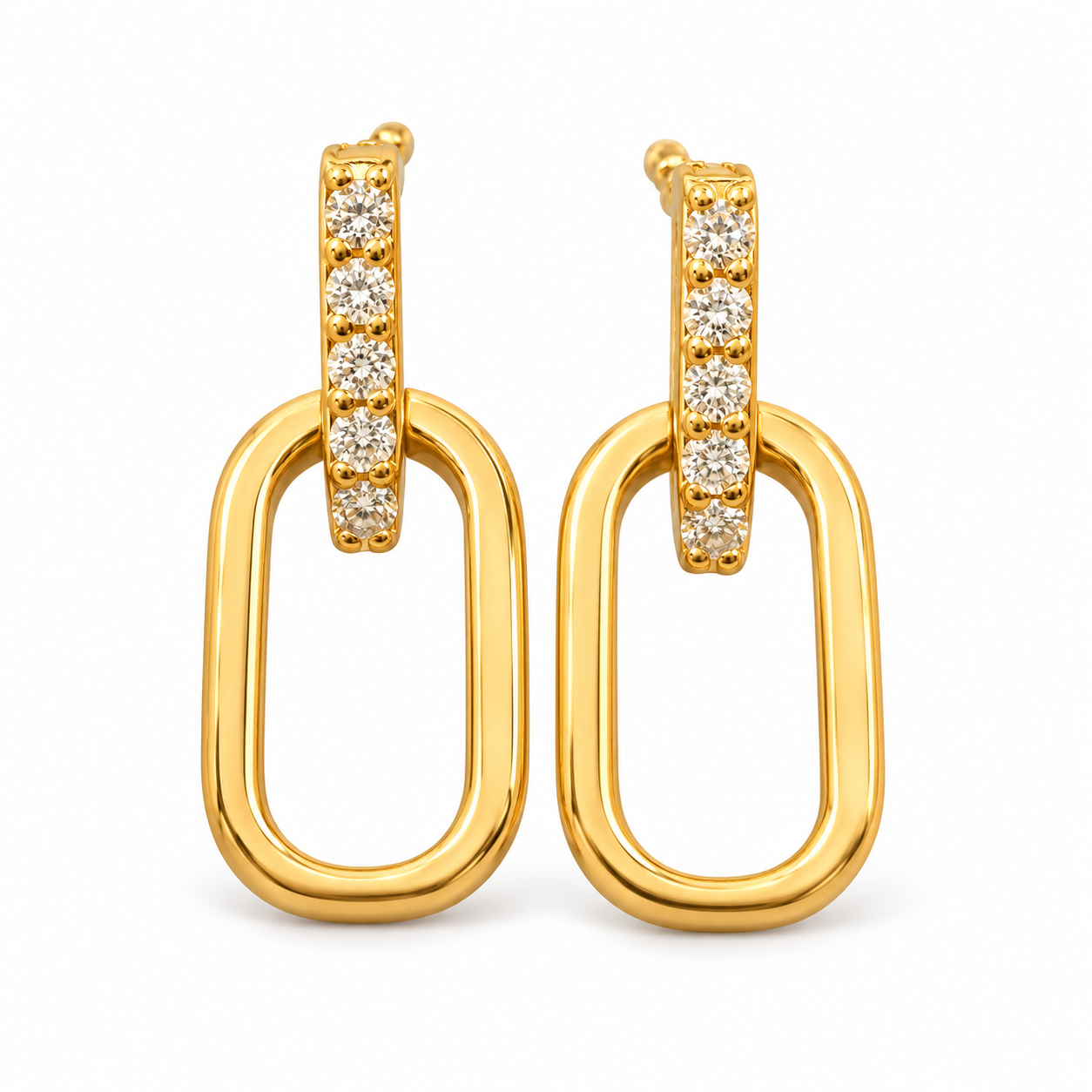 Mathilde Pave Link Drop Earrings in gold, pair