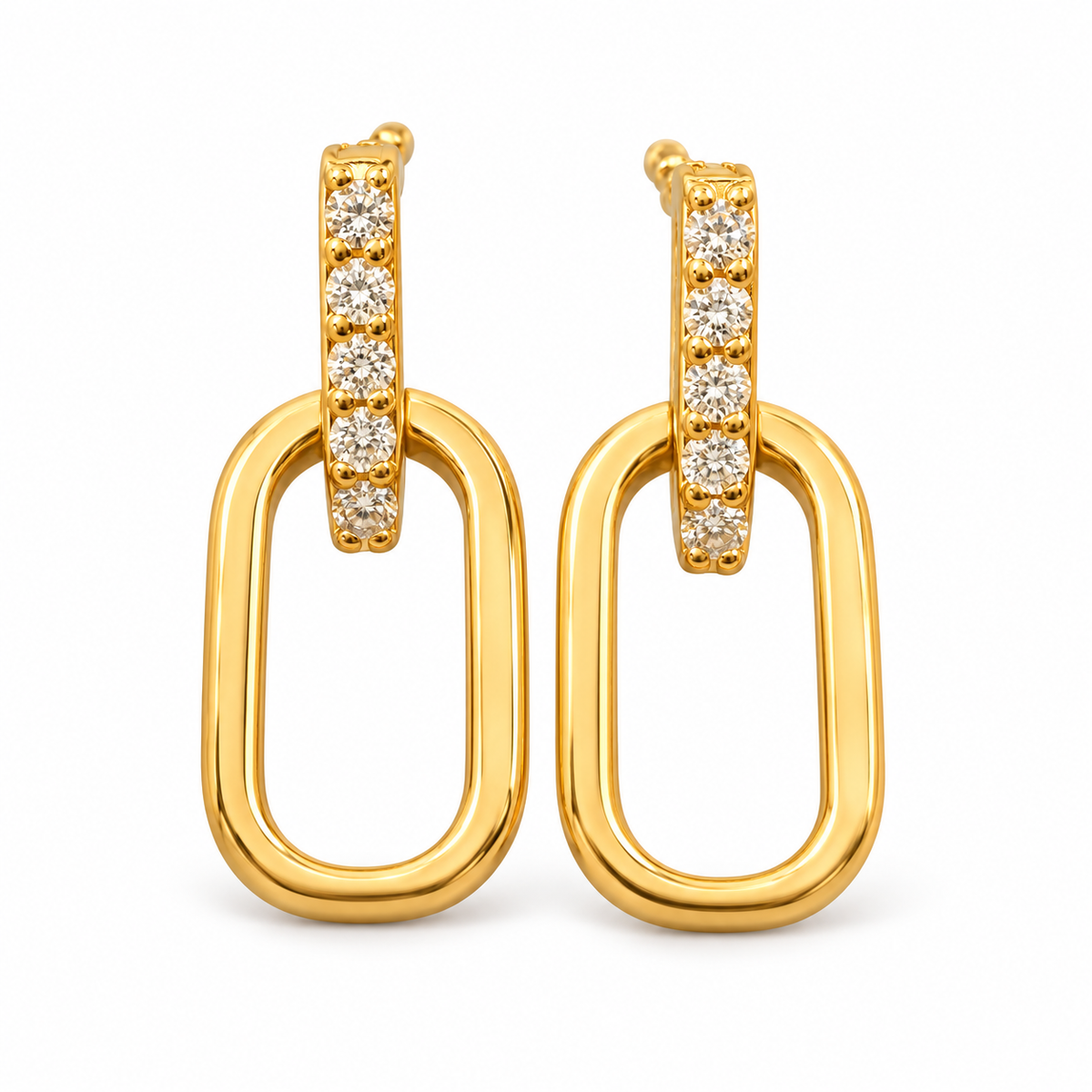 Mathilde Pave Link Drop Earrings in gold, pair