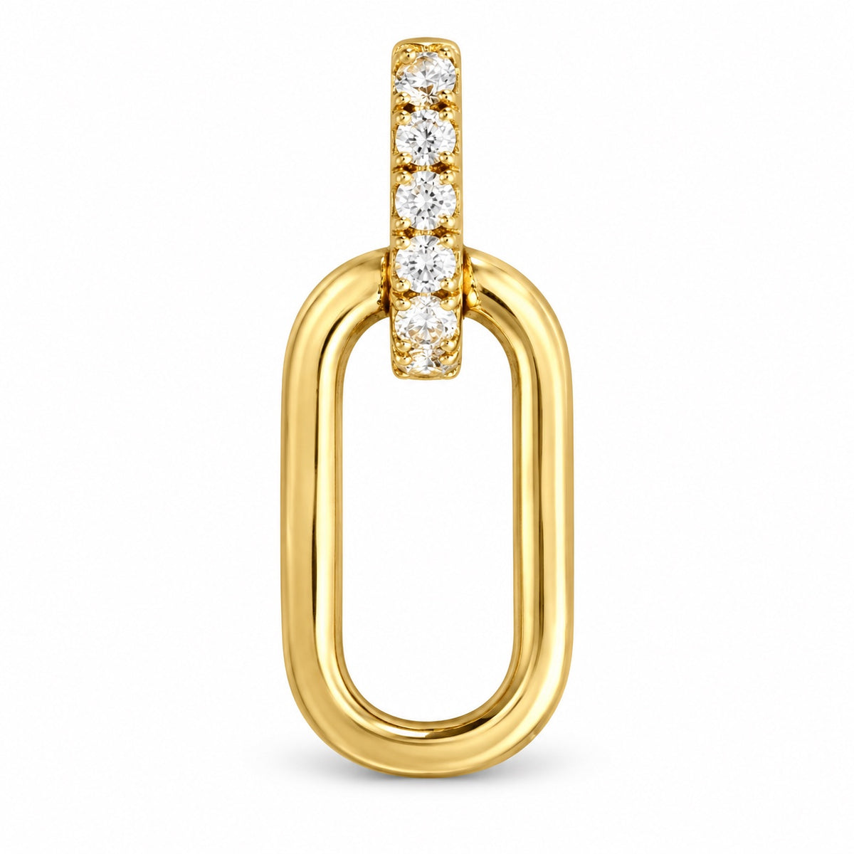 Mathilde Pave Link Drop Earring in gold, close up