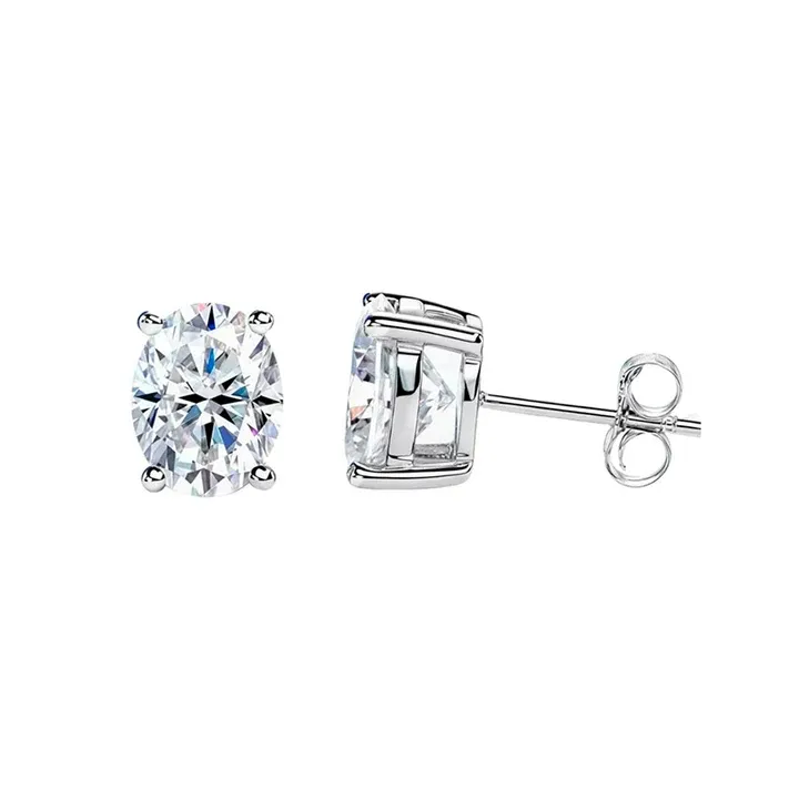 Elise Oval Studs, oval moissanite stud earrings by Prism & Pearl, view 2