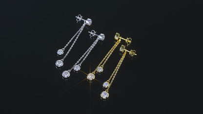 Jade Earrings Three Stone Moissanite Dangle Earrings