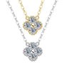 Quatre Clover Station Necklace in platinum-finish sterling silver with moissanite