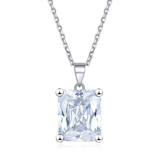 Radiant Solitaire Pendant 2 CT in platinum-finish sterling silver with moissanite