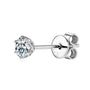 Single Rosalie six prong moissanite stud earring with butterfly back, sold individually