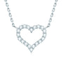 Étoile Pavé Heart Necklace in platinum-finish sterling silver with moissanite